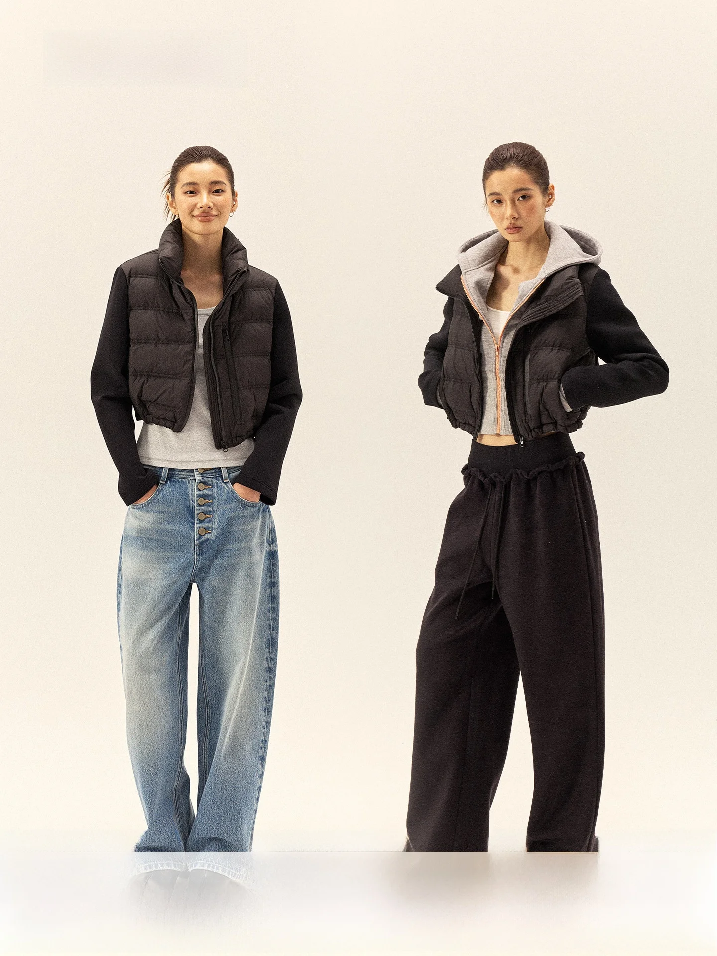 

Gowirel 90 White Du down Jaet Autumn Winter ort Stand Collar Space Cotton Splice Warmth Zipper Closure Pure Color