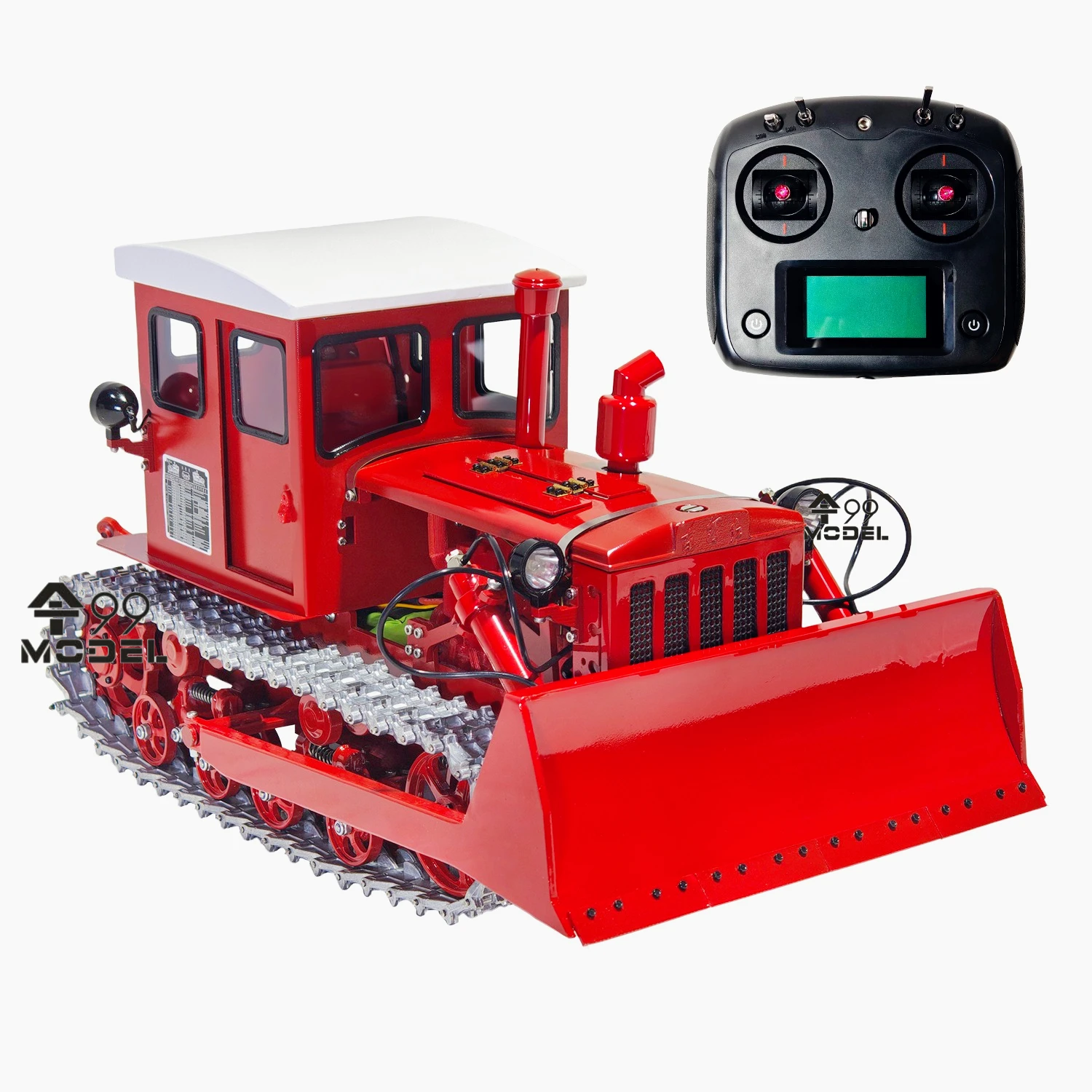 Crawler RC Bulldozer 1/12 Dongfanghong Hydraulic RC Bulldozer Metal Model with Light and Sound System Remote Control Car Boy Toy