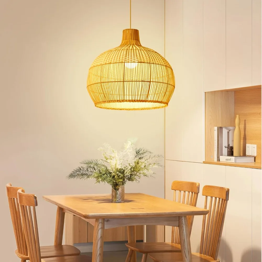 

Rattan Chandelier Dining Room Living Room Pendant Light Handwovenn Bamboo Ceiling Hanging Light Fixtures Chandeliers 35CM