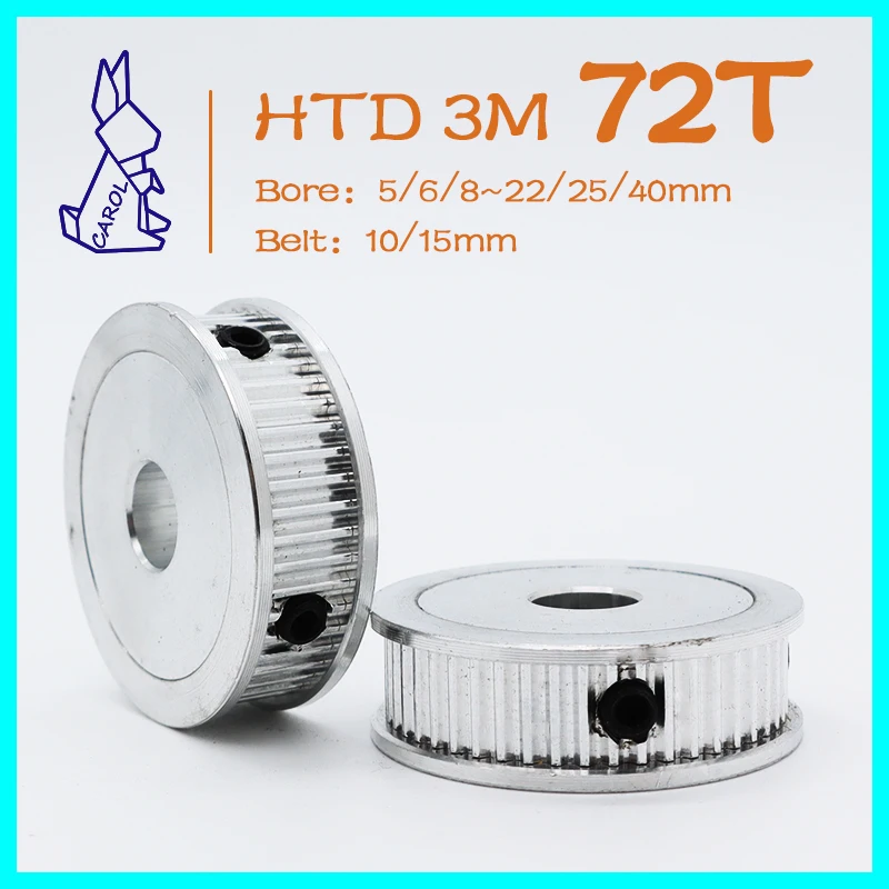 

HTD 3M 72Teeth Pulley 3M Timing Pulley Bore 5/6/8~22/25/40mm HTD3M Pulley 72T Belt Width 10/15mm 3M Synchronous Wheels 72 Teeth