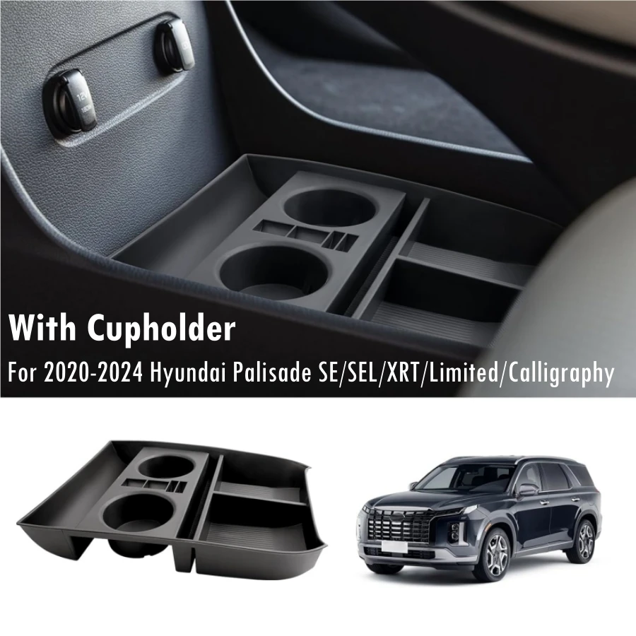 For 2020-2024 Hyundai Palisade Lower Center Console Organizer Insert Tray TPE Armrest Organizer SE/SEL/XRT/Limited Accessories