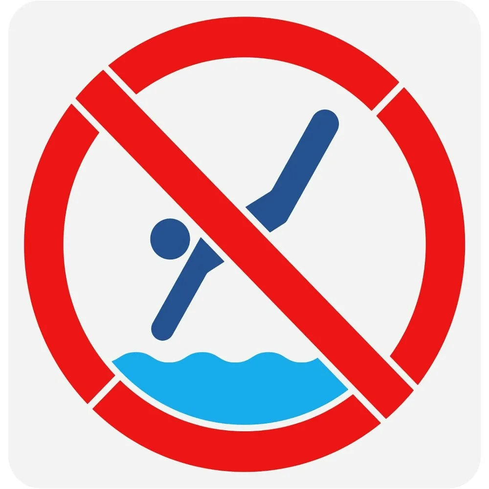 No Diving Swimming Stencil 11.8x11.8 inch No Swimming Symbol Painting Stencil Plastic Warning Sign Stencils Reusable Stencils