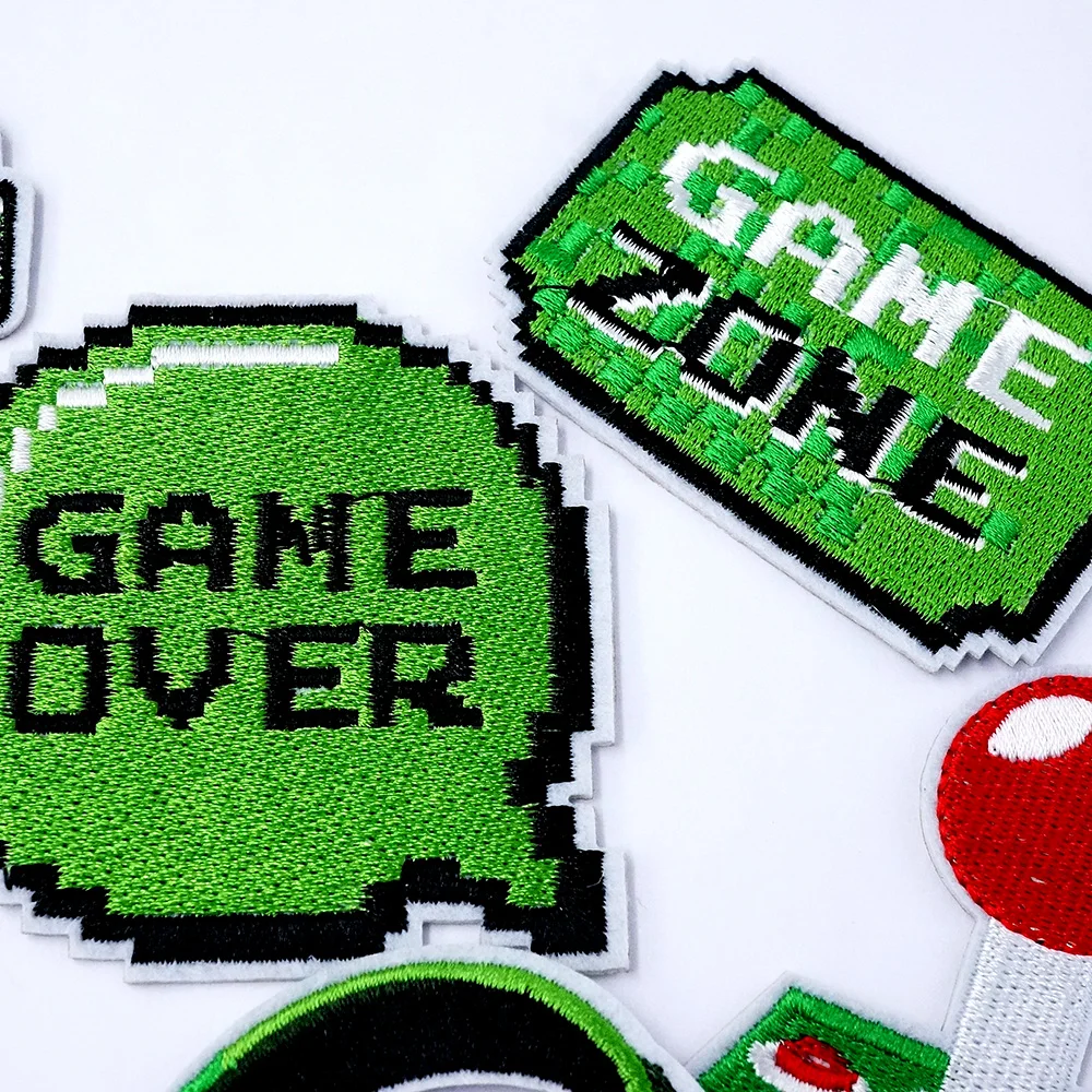 8Pcs/Lot Game Over Cool Embroidered Patches Applique Sewing Clothes Accessories Apparel Sewing Supplies Patch Decoration
