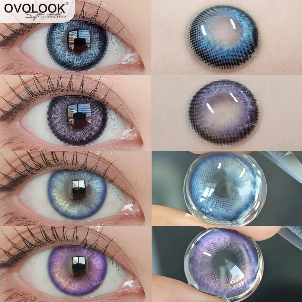 OVOLOOK-Silver Knight Contact Lenses for Eyes Gradient Contact Lenses Beauty Pupils Rainbow Colored Eye Lenses Optical Lens 2pcs
