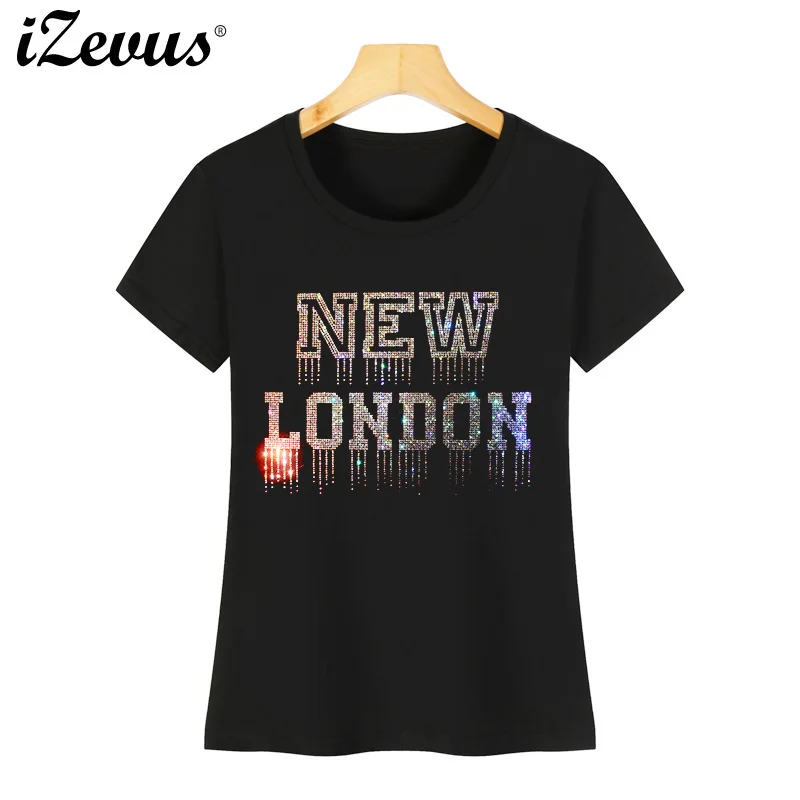 

Women's summer high-quality short-sleeved ice cotton casual T-shirt creative shiny hot diamond T-shirt S-4XL