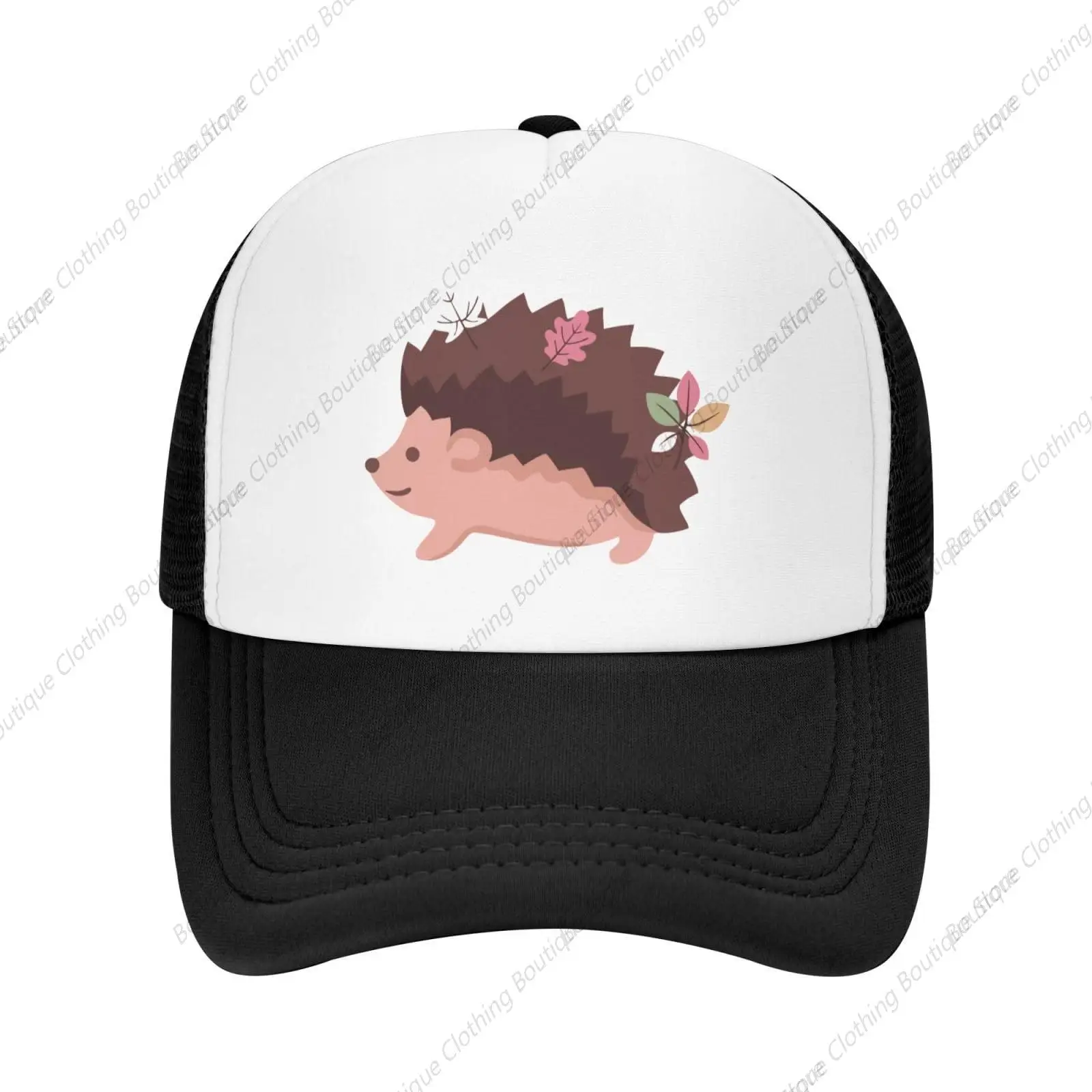 

Mesh Dad Hat Adjustable Washed Hedgehog Cute Leaves Black Baseball Dad Cap Funny Distressed Ball Trucker Cap for Women Men