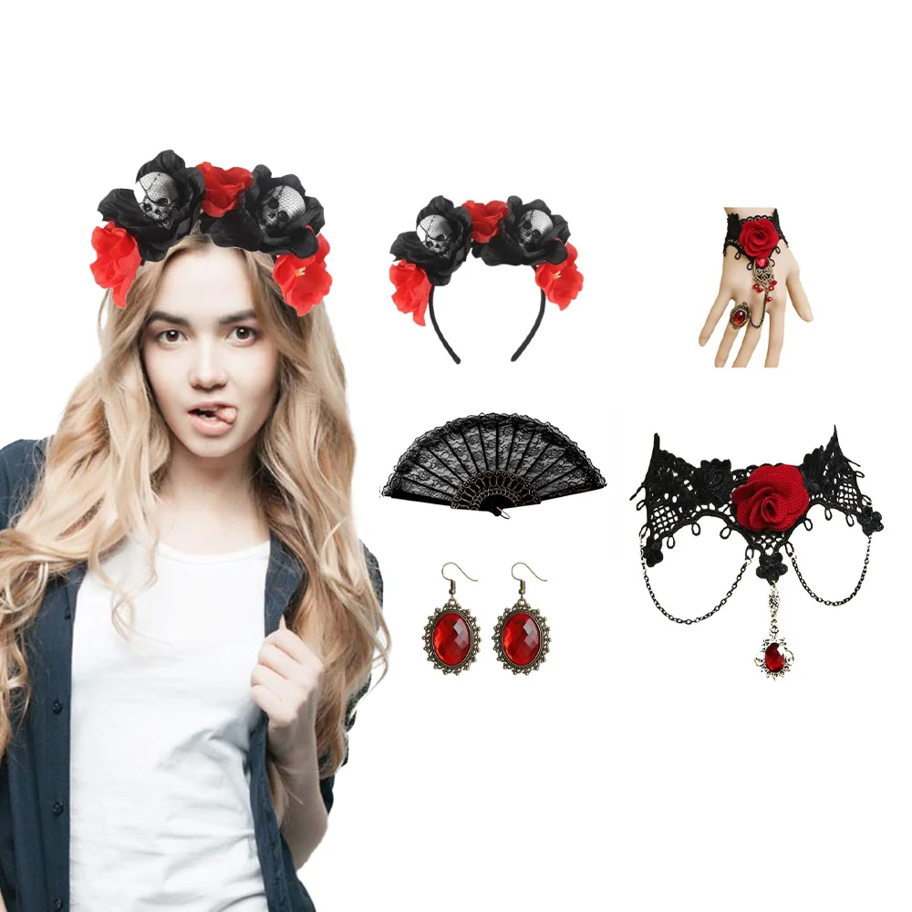 

PESENAR 5 pieces of Day of the Dead costumes, suitable for Day of the Dead, Halloween, Carnival Day and cosplay