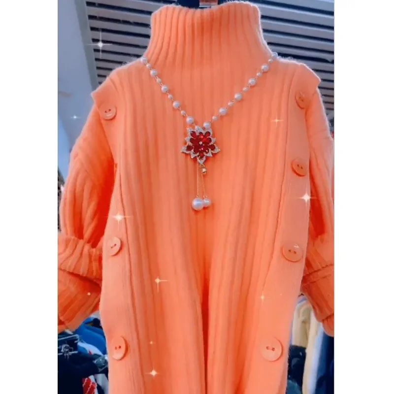 

2025 женский трикотаж большого размера 4XL, осень-зима, женский модный вязаный корейский женский пуловер с высоким воротом, вязаные топы