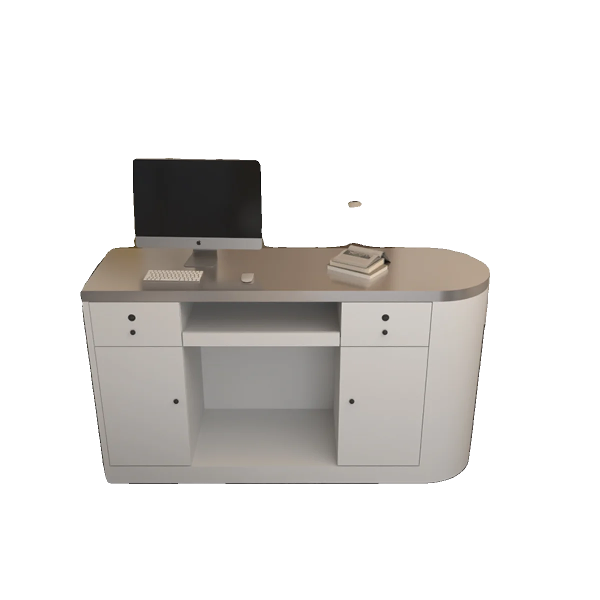 Curved stainless steel checkout page store small clothing store bar hairdressing salon front desk simple modern reception