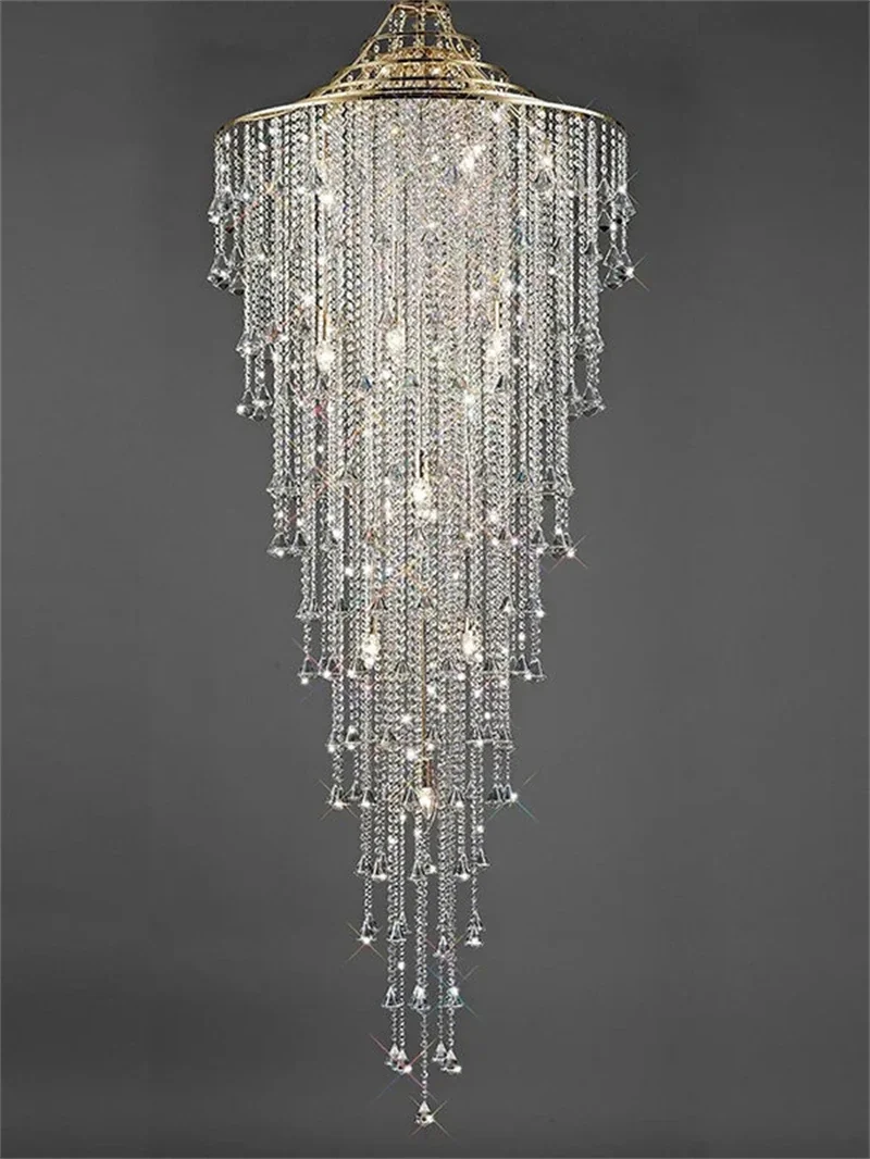 French chandelier luxury hotel engineering custom crystal chandelier staircase loft LED lighting