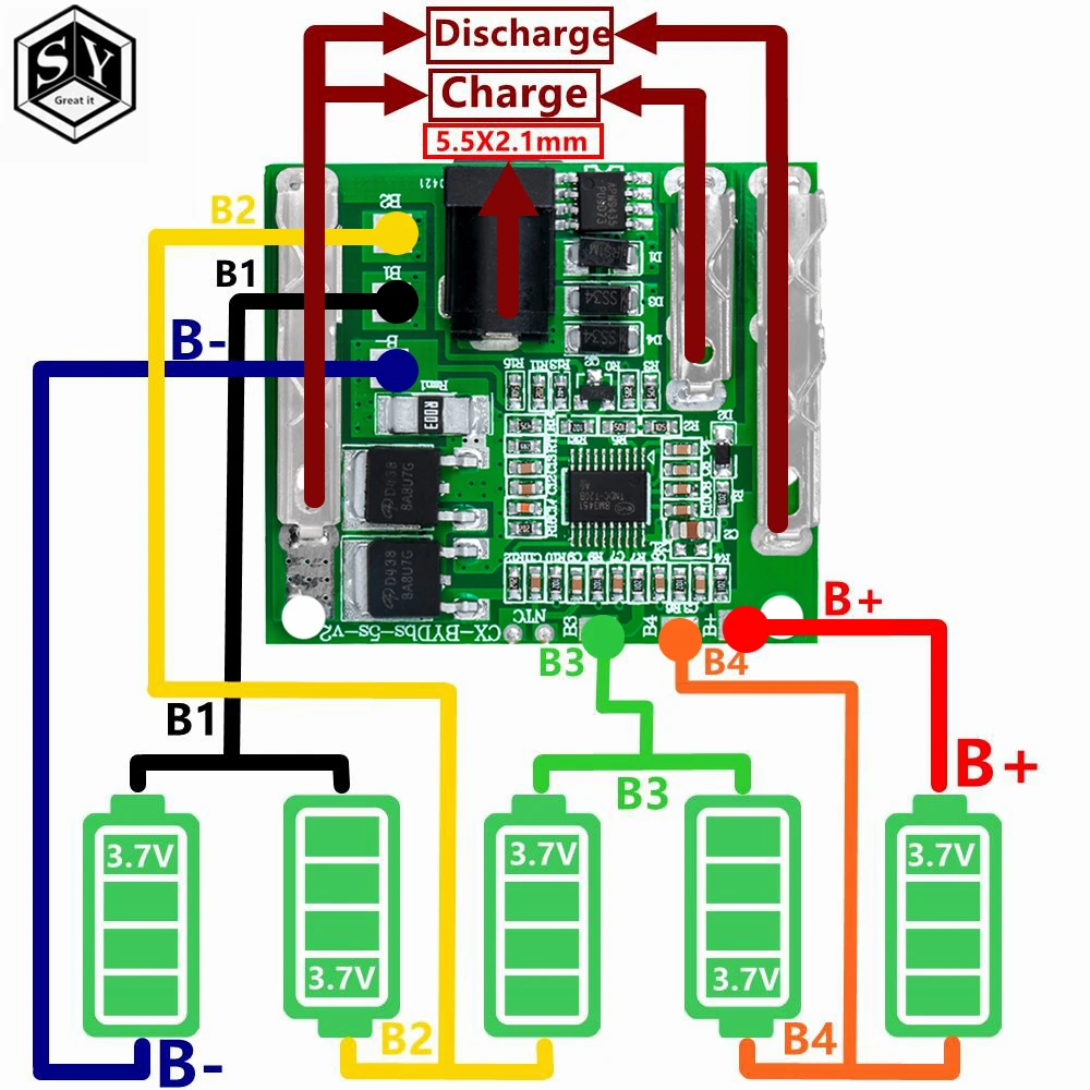 5S 18V 21V 20A Battery Charging Protection Board Li-Ion Lithium Battery Pack Protection Circuit Board BMS Module For Power Tools