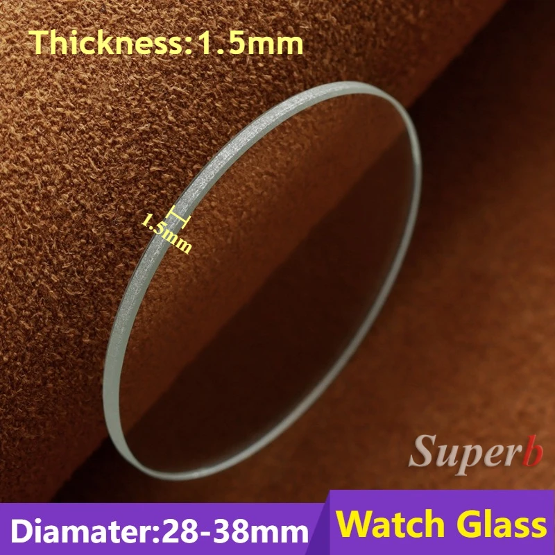 Diámetro 28mm-38mm espesor plano 1,5mm reloj redondo cristal reloj inteligente lente de repuesto espejo de cristal herramientas de reparación de relojes