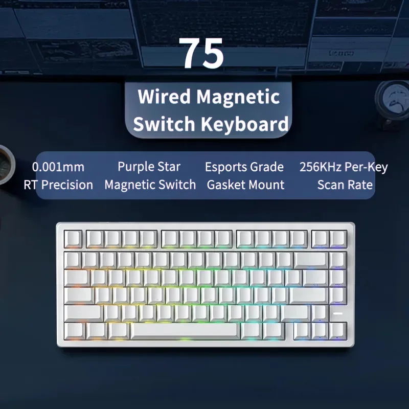 Mechanical Gaming Keyboard Wired Magnetic Switch Zero Dead Zone Hot Swappable RGB Gaming Keyboard For Mars68 PRO