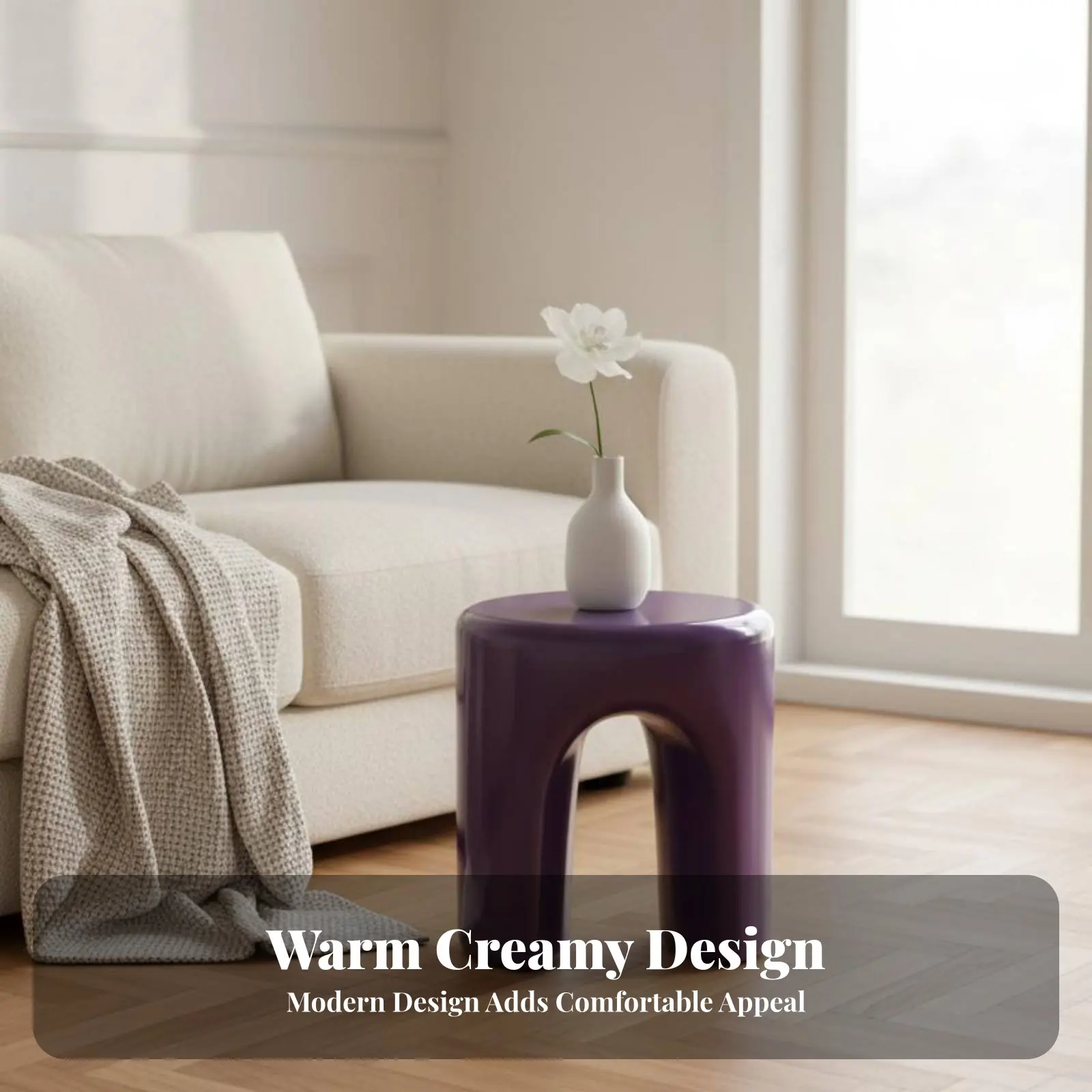 

Arched Leg Stool Nordic and Design Household Furniture Modern Minimalist Multi-Functional for Renters, Living Room, Entryway