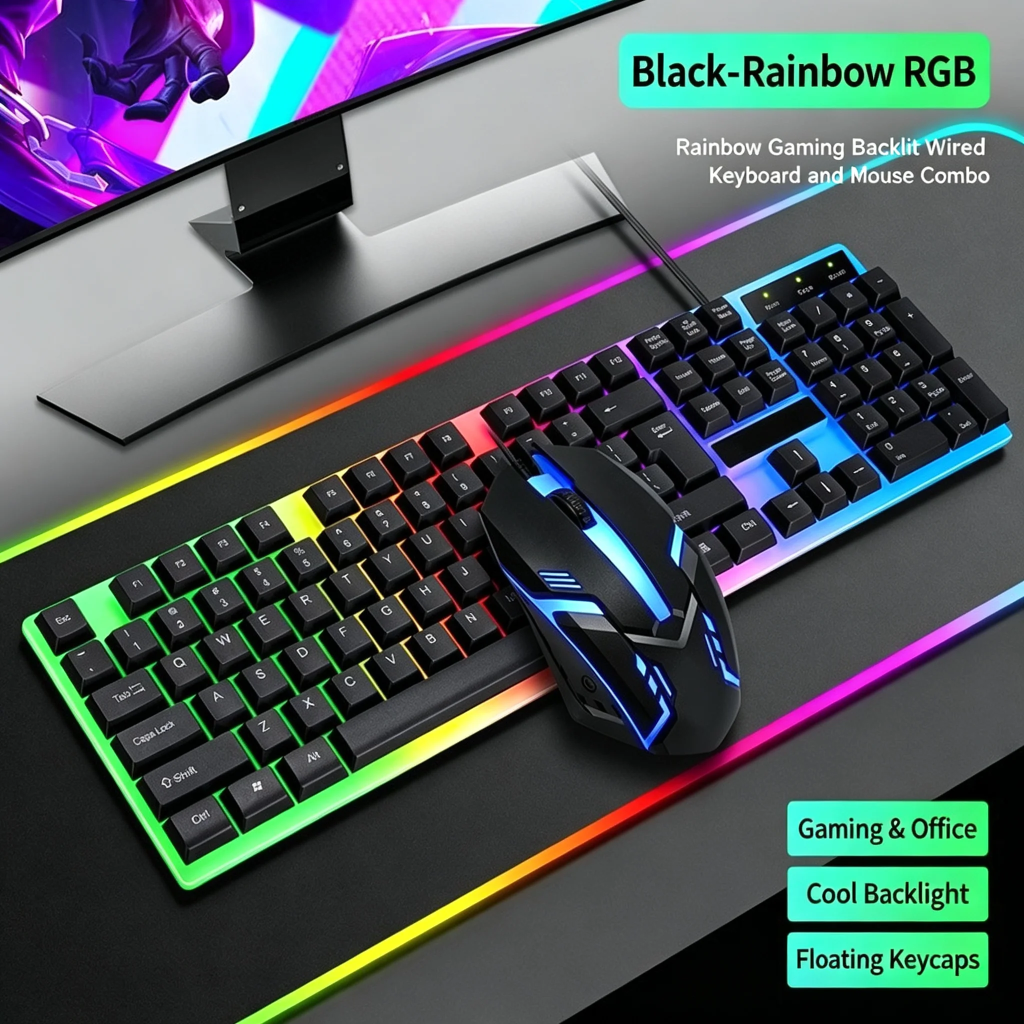 Mechanical Touch Feel RGB Backlit Wired Keyboard Gaming/Office Ergonomic Design Keyboard Support Waterproof  For PC Computer