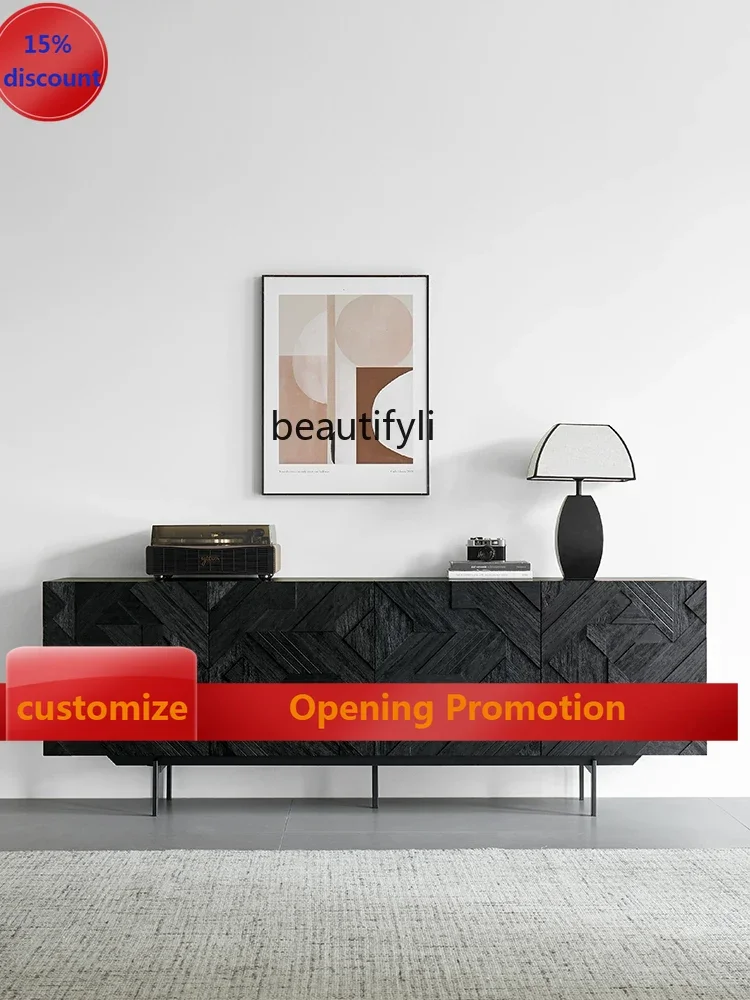 

B7304 ss Nordic Retro Solid Wood Sideboard Modern Living Room Hallway Hallway Storage Cabinet against the Wall