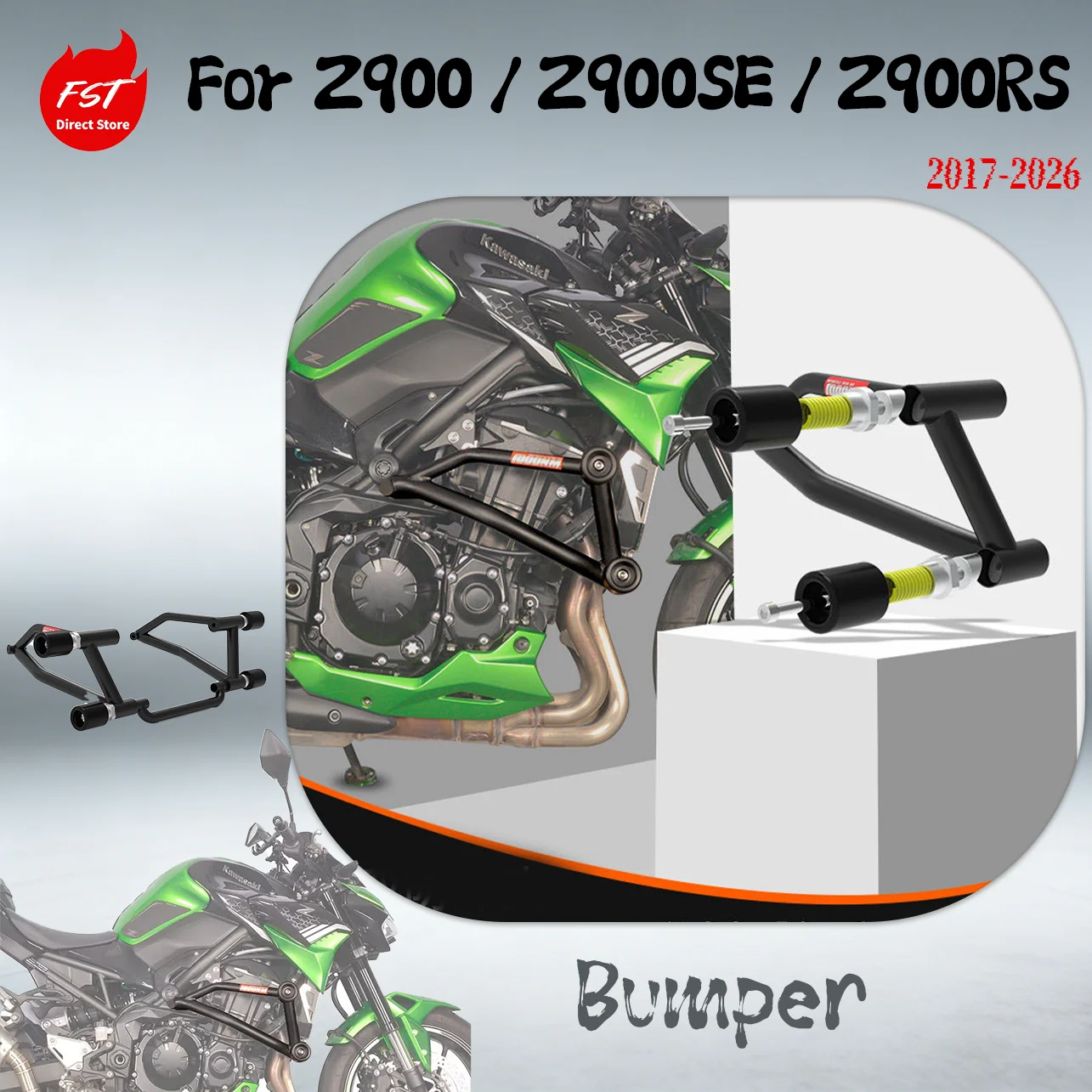 Crash Bars Engine Guard For Kawasaki Z900/Z900SE/Z900RS 2017-2026, Anti-Fall Frame Protector With Sliders, Stunt Cage