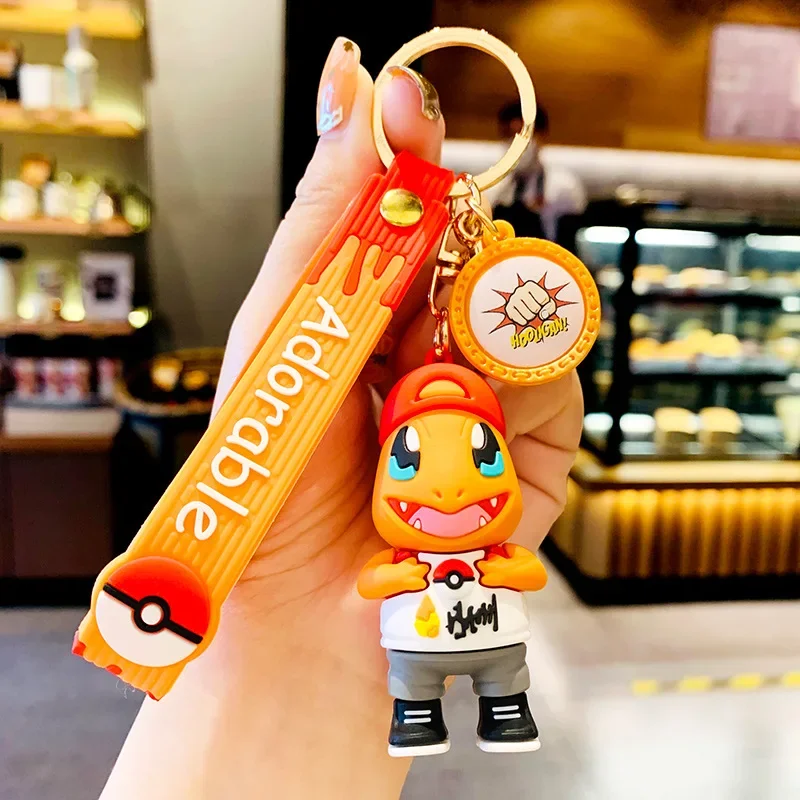 Pokemon Keychain for Boys Girls Anime Figures Pikachu Cartoon Key Chain Fashion Bag Keyring Pendant Accessories Toy Kids Gifts