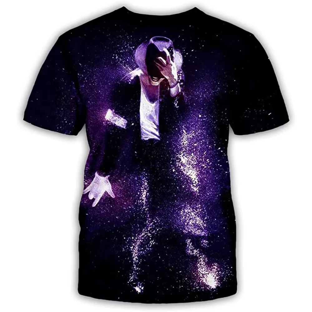 Summer fashion Michael Jackson hip hop singer retro casual Men's women's T shirts Tops Children's adult Parent child T shirt view 5