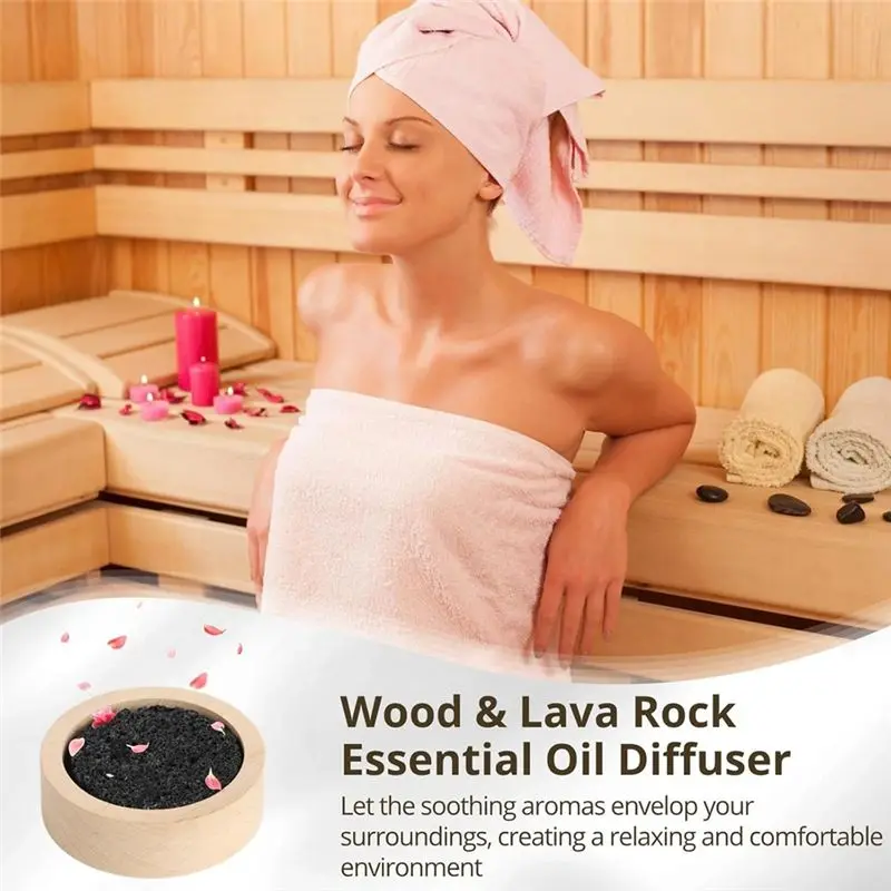J1UL1N Wood Lava Rock Essential Oil Diffuser Natural Aromatherapy For Sauna, Office, Bedroom, Bathroom For Home, Offices, Yoga,