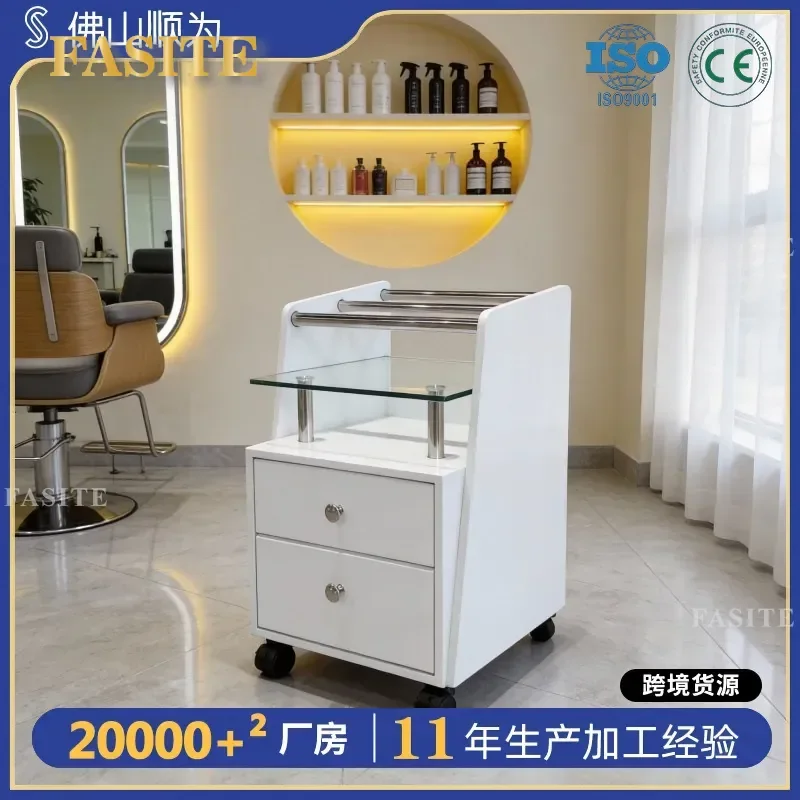 For Barber Shop Hair Mobile Tool Cart Perm Dyeing Storage Cabinet Professional Rolling Trolley Organizer with Wheels
