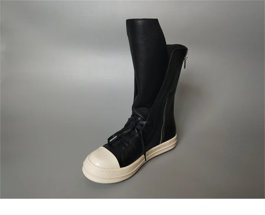 Botas de hip hop de rua alta ao ar livre de língua longa Rric de couro real de fábrica artesanal