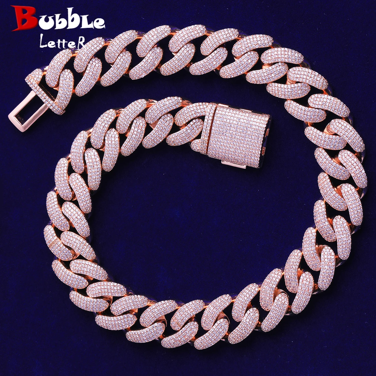 

Bubble Letter Iced Out Miami Cuban Link Chain for Men Necklace Choker Real Gold Plated Cubic Zirconia Hip Hop Jewelry