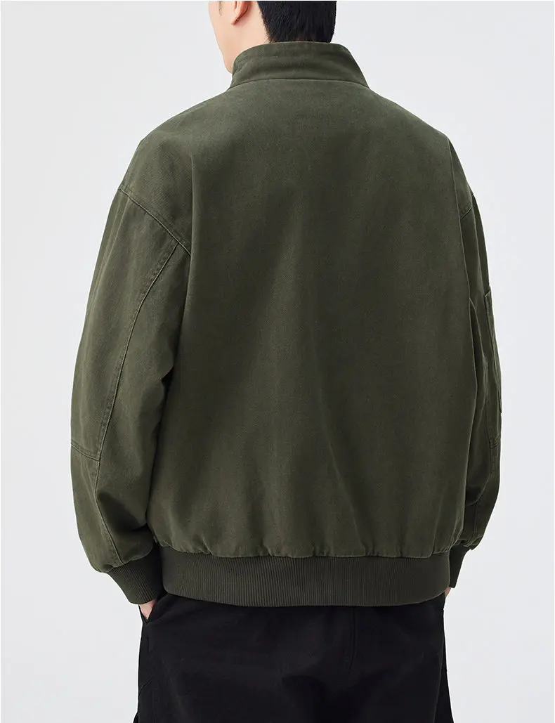 Neue 2026 Frühling Herbst Lässige Herren Baumwolljacke Outdoor Einfarbiger Reißverschluss Stehkragen Mantel Streetwear Winddichte Oberbekleidung – Detail 18
