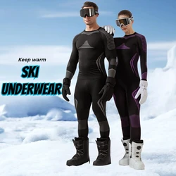 Männer Frauen Ski Thermo-Unterwäsche Sets Schnell Trocknend Funktionelle Kompression Trainingsanzug Enge Snowboarden Tops und Hosen Erwachsene