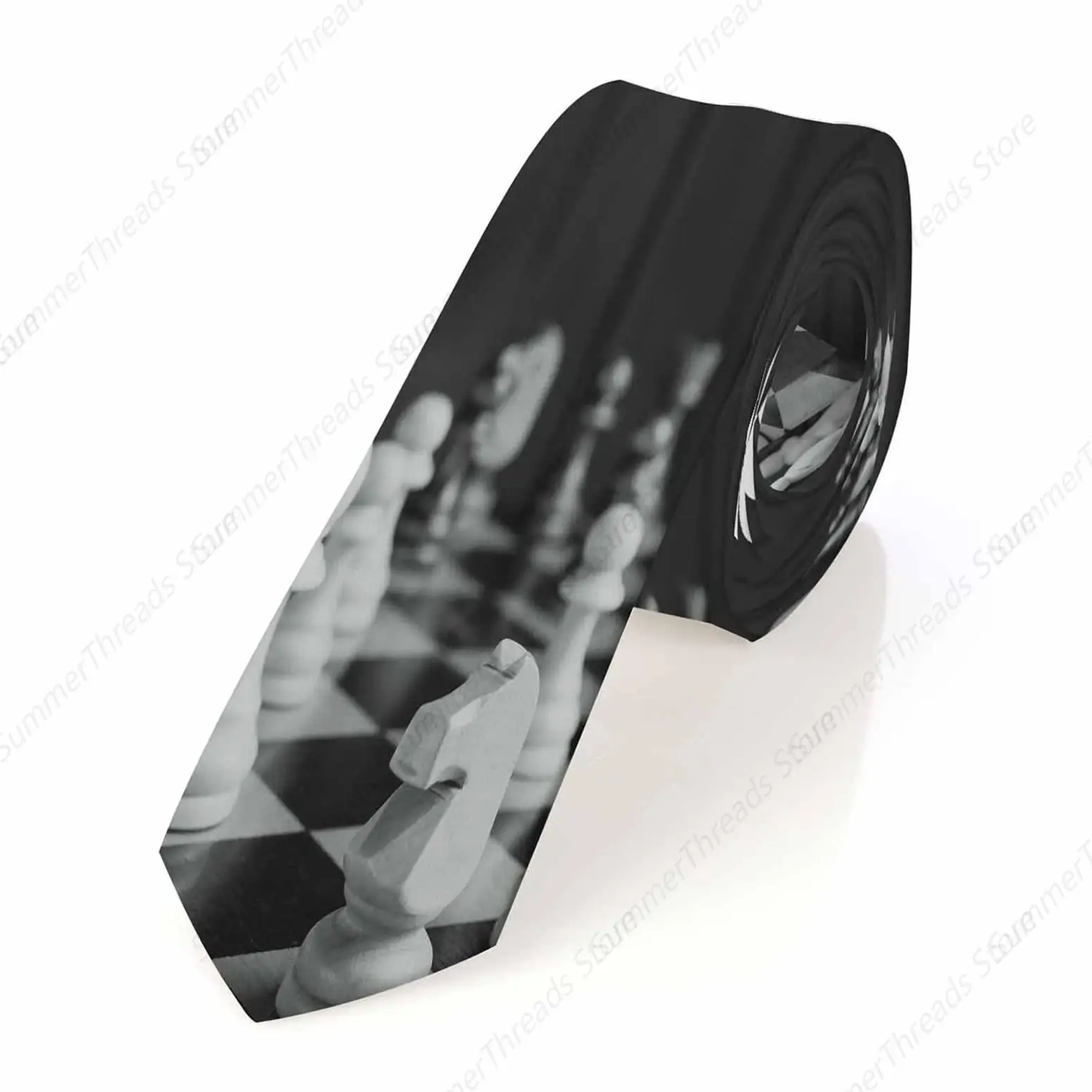 Black Chess Men's Ties Chessboard Game Geometric Men's Tie for Mens Teens Business Work Casual Wedding Party