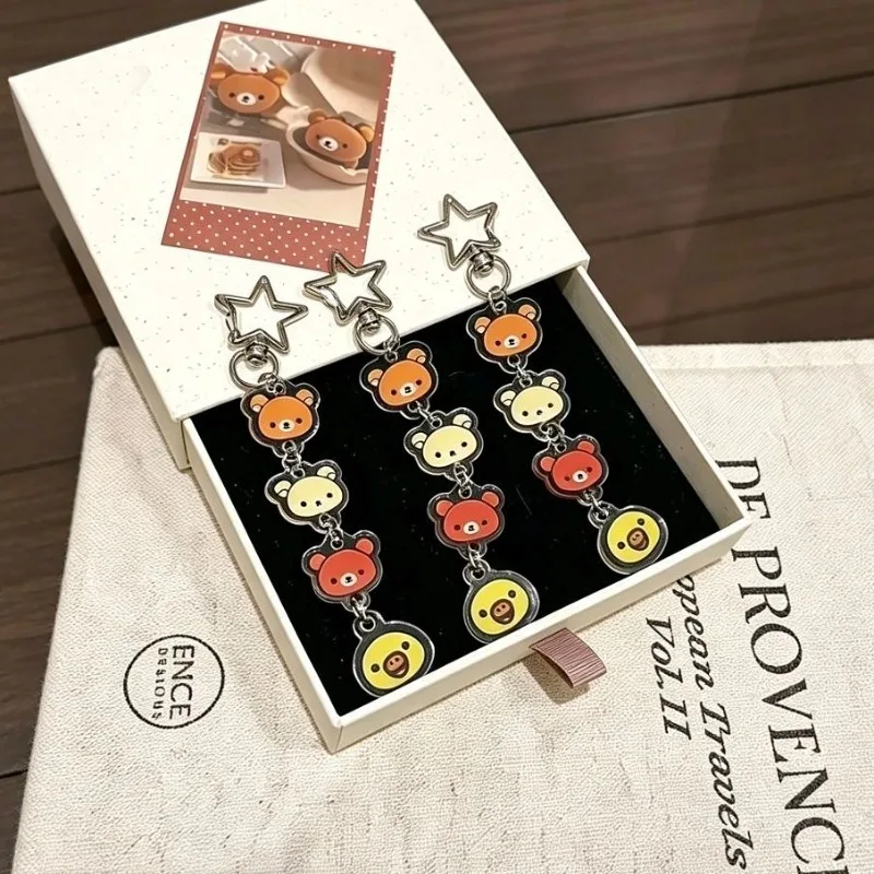 Anime Cartoon Rilakkuma Acrylic Keychain Cute Student Schoolbag Hanging Decoration Car Key Charm Decorative Accessories Toys - view 5