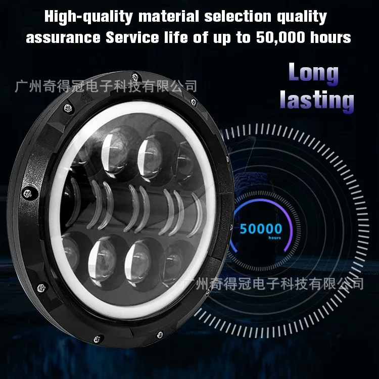 7-inch Wrangler car LED 16-lamp Harley motorcycle spotlight with angel eye lights
