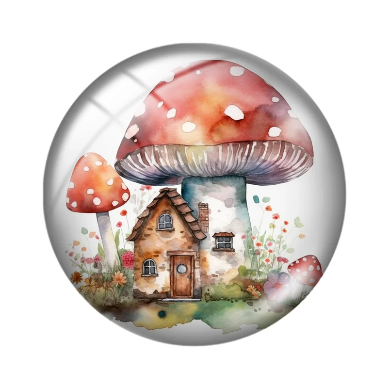 Watercolor fairy house  10pcs 12mm/18mm/20mm/25mm Round photo glass cabochon flat back Necklace Making findings