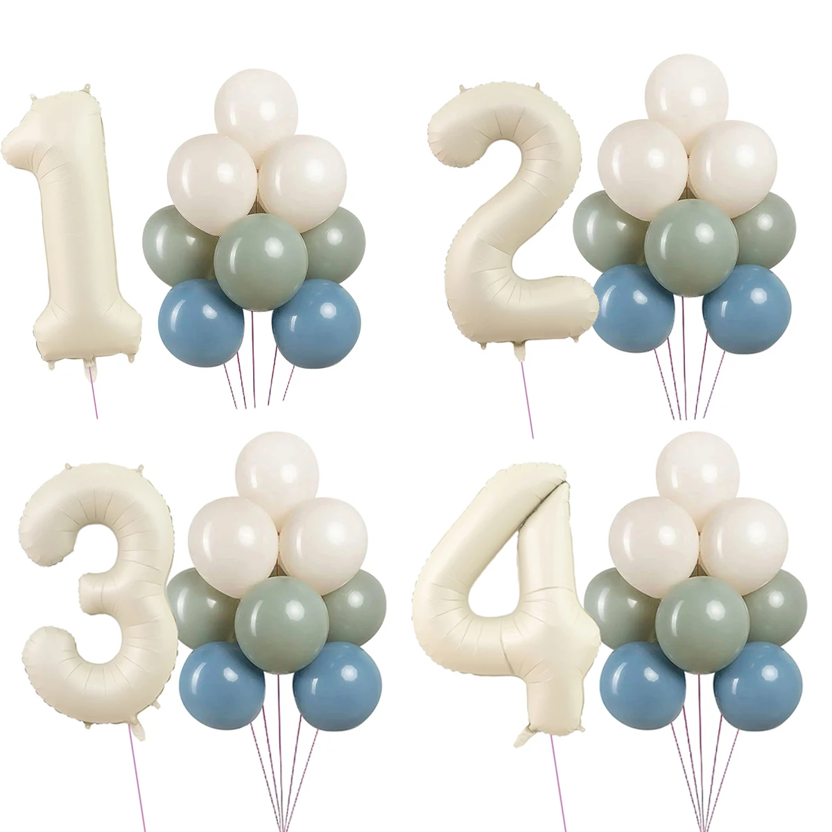 Vintage Blue Series Balloons Set 32inch Foil Number Balloon for Adult 30 40 50 Birthday Party Decorations Kids DIY Gifts Supply