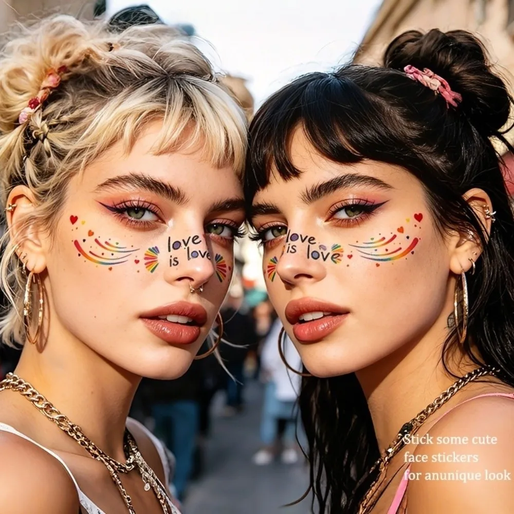 Waterproof Rainbow Freckles Face Tattoo Facial Art Disposable Face Temporary Tattoos Long Lasting Makeup Stickers Pride Month