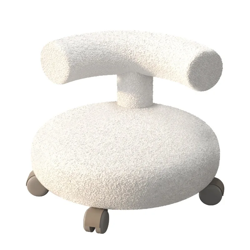 Universal wheel small stool household low stool pulley round seat living room advanced feeling back chair with wheels