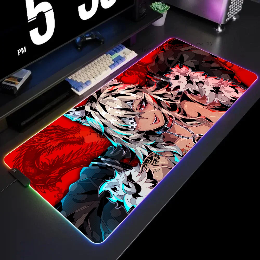 

Ghislaine Mushoku Tensei Mousepad XXL RGB Gaming Mouse Pads HD Black Gamer Accessories Large LED