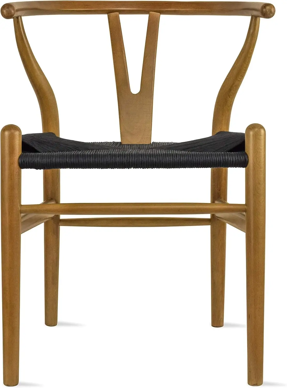 

2xhome деревянное кресло Wishbone с подлокотниками, открытая Y-образная спинка, современный современный офисный стул середины века, обеденные стулья, тканый черный цвет