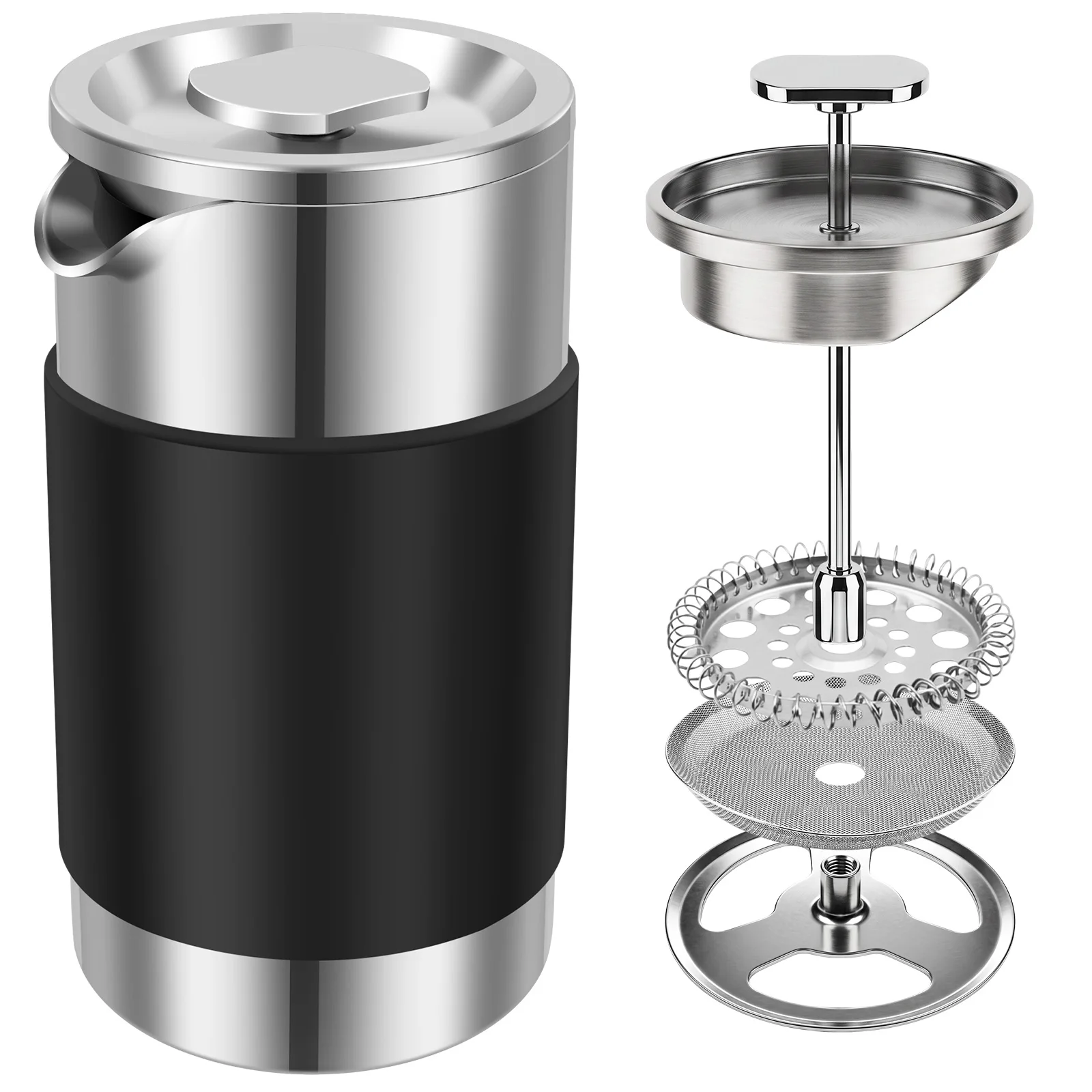 350ML/12OZ French Press Coffee Maker Stainless Steel Double Wall Insulated Coffee Pot Small French Press Maker for Office Home