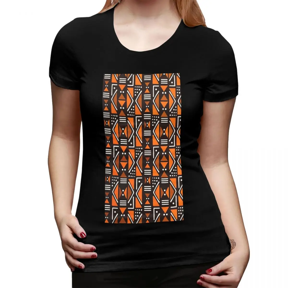 

African Bogolan Africa Ethnic Tribal Art T-Shirt for Women O-Neck Streetwear T Shirts Women's Tees Short Summer Clothes Tops