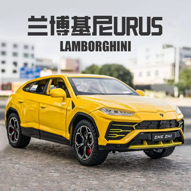 Welly Lamborghini Urus SUV Jaune 2017 – Modèle Voiture 1/24 En Métal, Portes Avant Ouvrables, Superbe Réplique Sous Licence Officielle