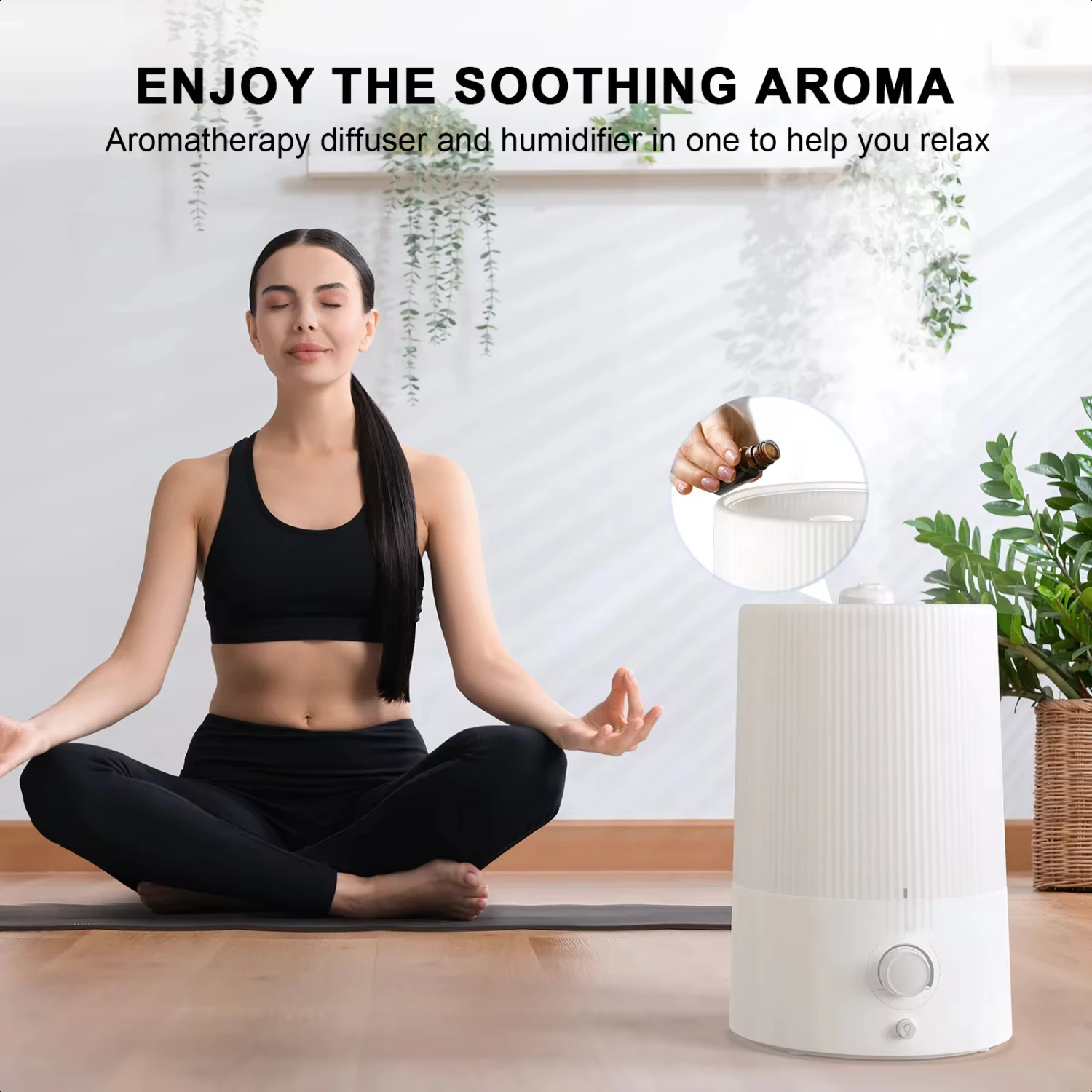 Humidificador de aire para dormitorio, humidificador de vapor frío relleno superior de 4L para habitaciones familiares grandes, guarderías para bebés y plantas, fácil de limpiar