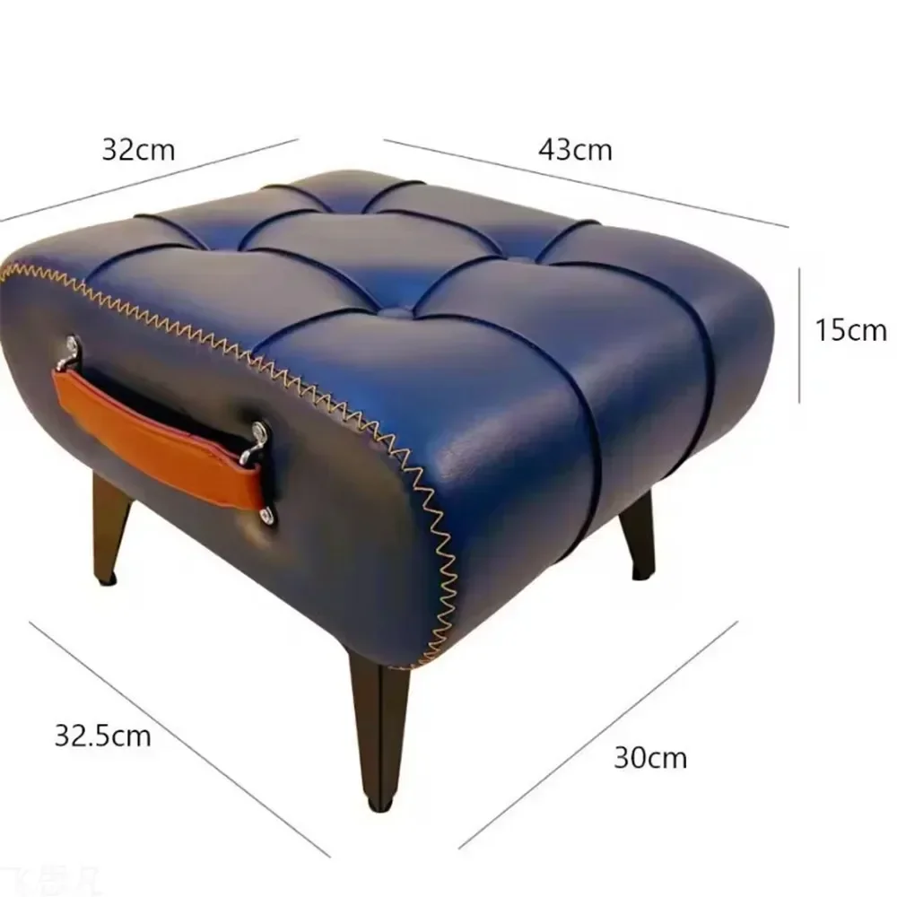 Small Foot Stool Ottoman PU Leather Rectangle Ottoman Footrest Bedside Step Stool with Wood Legs for Desk Living Room Bedroom