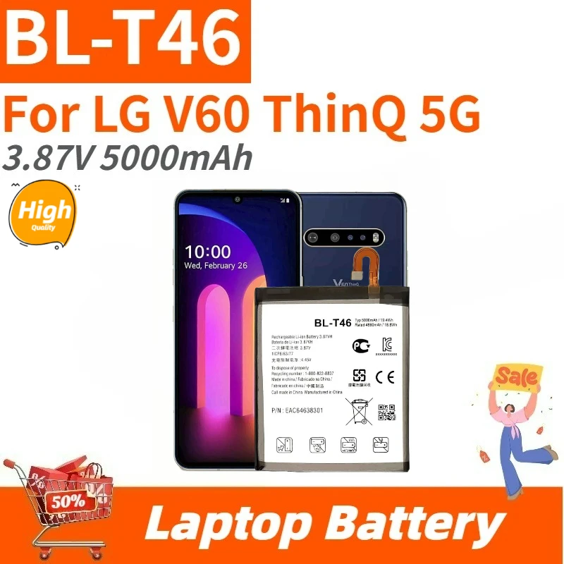 

BL-T46 High Capacity Replacement Phone Battery 3.87V 5000mAh For LG V60 ThinQ 5G Brand New