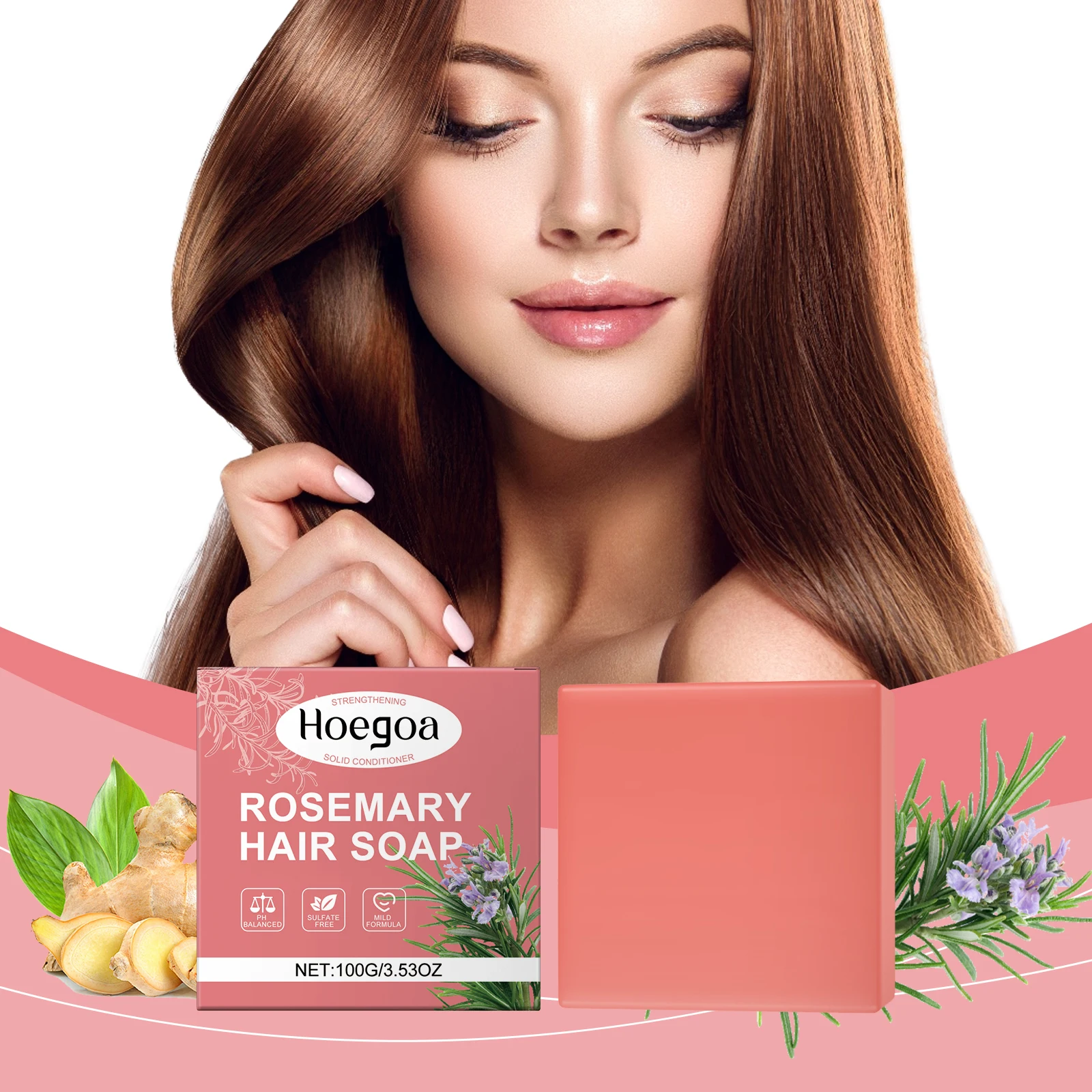 

Hoegoa Rosemary Hair Soap Rosemary Essence Gentle Care For Dry Split Ends Hair Soap 1pcs