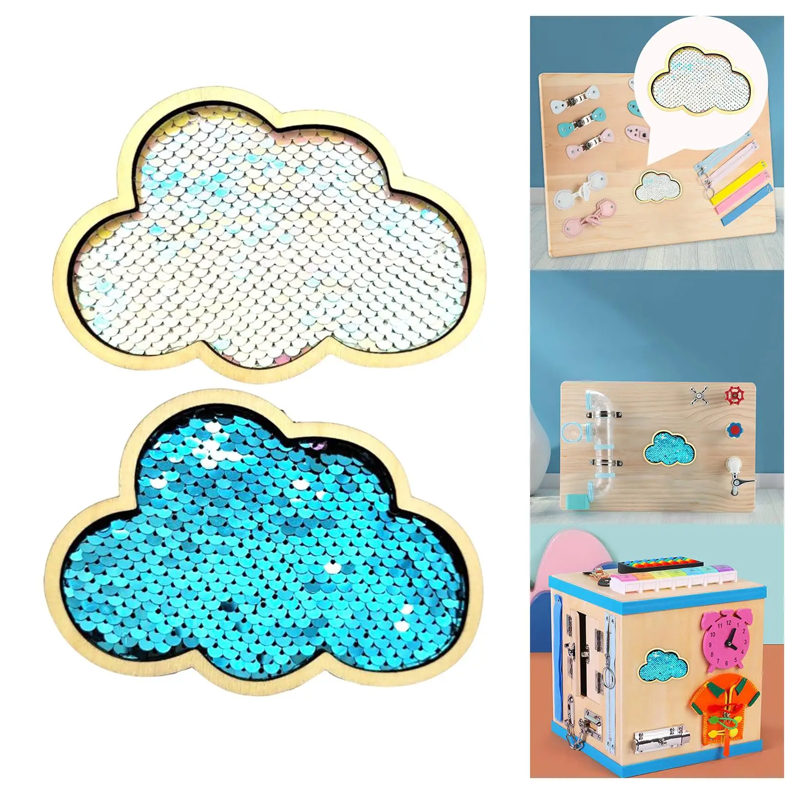 Tablero ocupado nube lentejuelas DIY accesorios piezas de juguete para fiesta favores niños