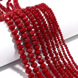 1 String Faceted Red Porcelain Crystal Beads Flat Abacus Loose Spacer Beads For DIY Jewelry Making Bracelet Earrings Findings