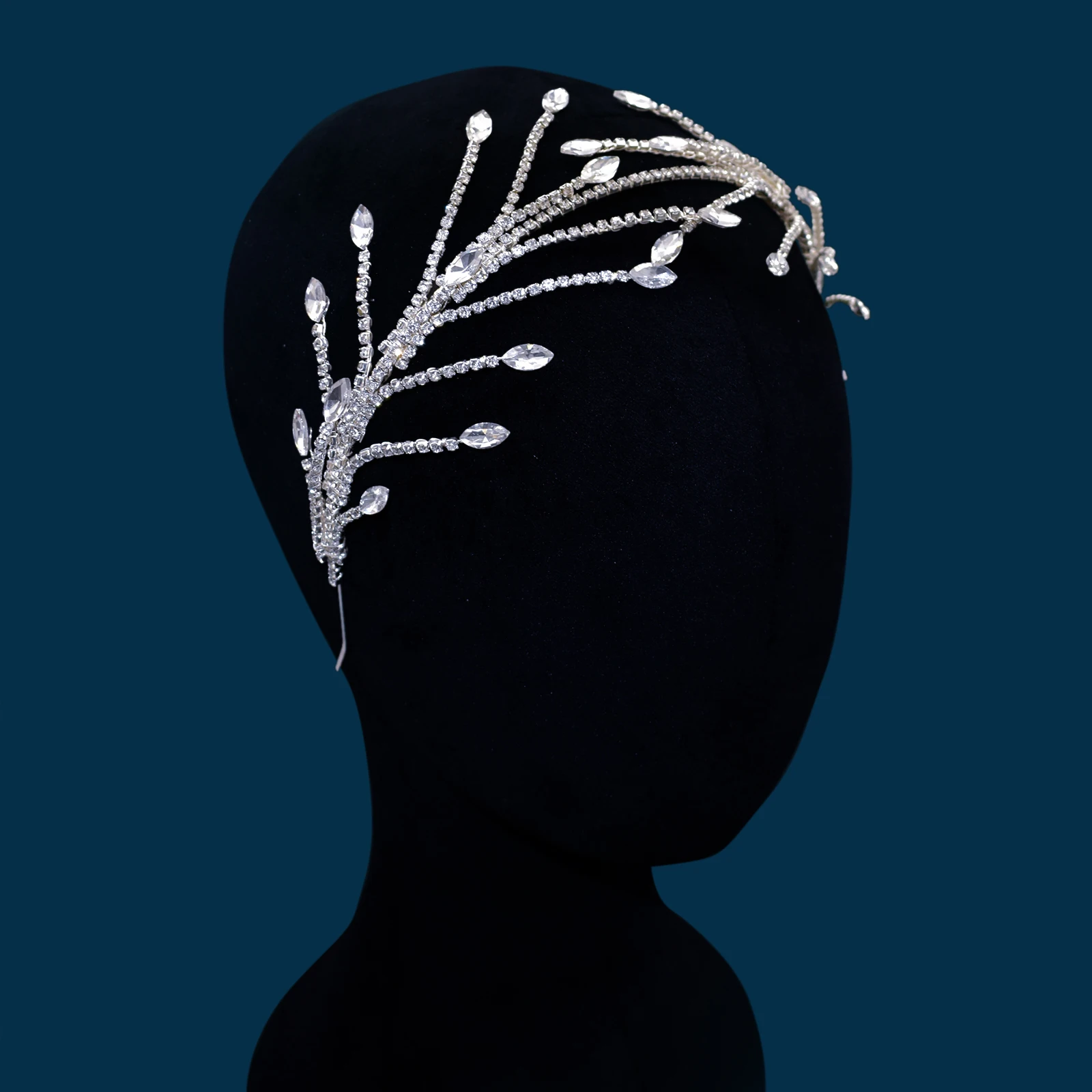 DZ113 حجر الراين الزفاف خوذة الباروك مجوهرات إكسسوارات الشعر كريستال الزفاف هيرباند الفضة قاعة الرقص عقال هوب