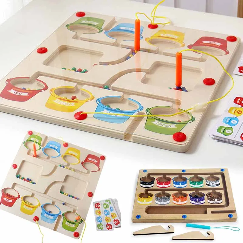 

Игрушка Монтессори для детей, магнитная ручка, движущиеся шарики, игра, цветная сортировка, счетная доска, тонкий двигатель, детские развивающие игрушки