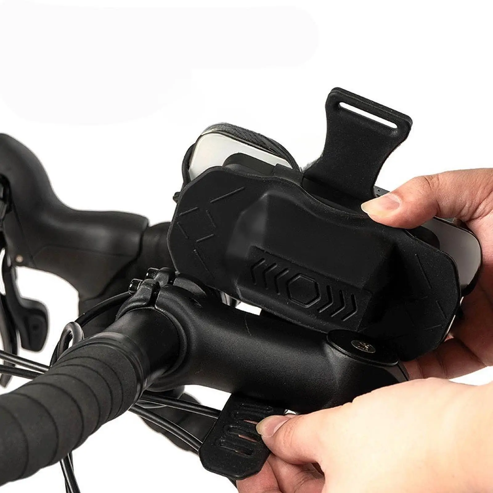Supporto per telefono da bici e Power Bank per attacco manubrio, supporto in silicone, supporto universale per telefono da ciclismo per la maggior parte degli smartphone, nero